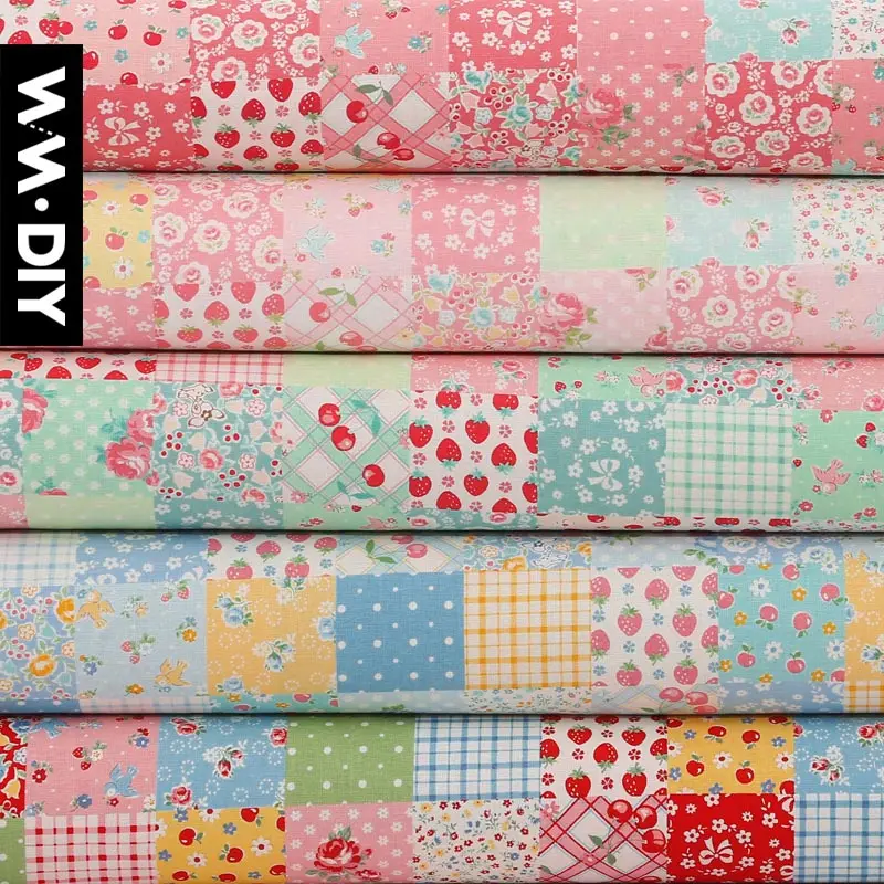

Flower plaids, splicing, lazy cloth, cotton fabrics, apparel fabrics, strawberry prints 50*55