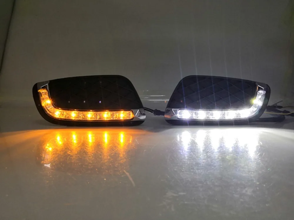 Clearance Osmrk led drl daytime running light for Mercedes-benz smart fortwo 2008-2011 with Dynamic moving yellow turn signal 8