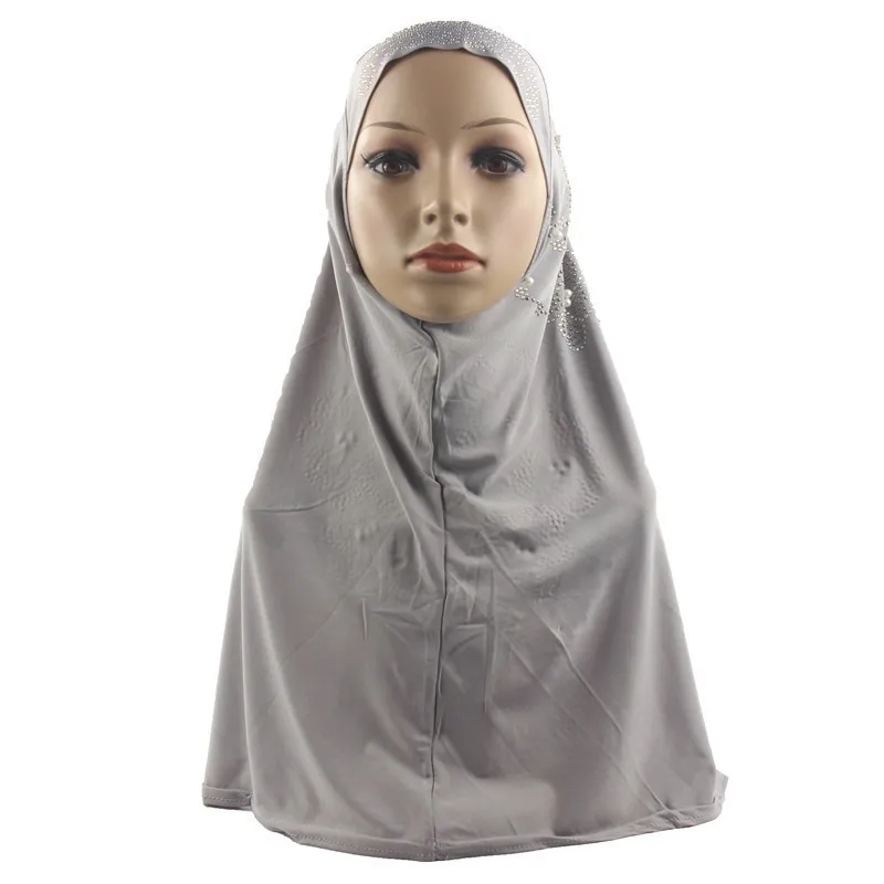 Мусульманский женский хиджаб исламский шарф женщина Амира Кепка полное покрытие головной убор с цветочным алмазным узором