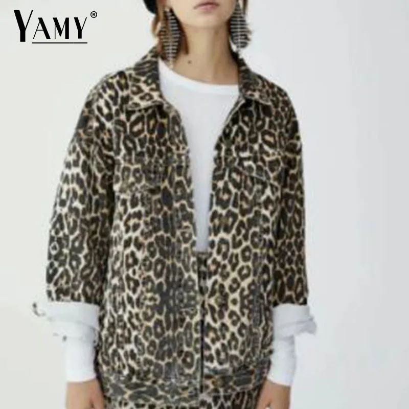 الدنيم سترة النساء موديس ليوبارد معطف chaqueta موهير طويل كم فيستي فام المتناثرة casaco feminino سترة واقية الملابس