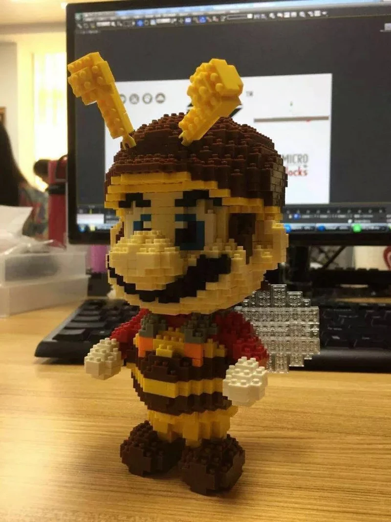 Дешево Shangji Super Mario Fire Bee Mario Browser Monster one piece Chopper 3d модель DIY Алмазные маленькие блоки мини строительные игрушки без коробки