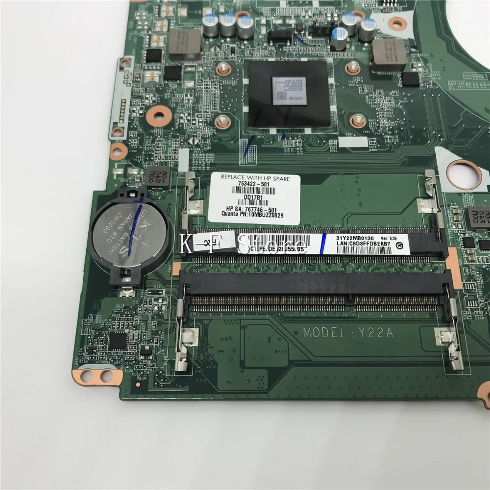 KaiFull 763422-501 763422-001 для hp PAVILION 17Z-F000 для hp Pavilion 17-F материнская плата для ноутбука DAY22AMB6E0 REV: E A8-6410 Y22A