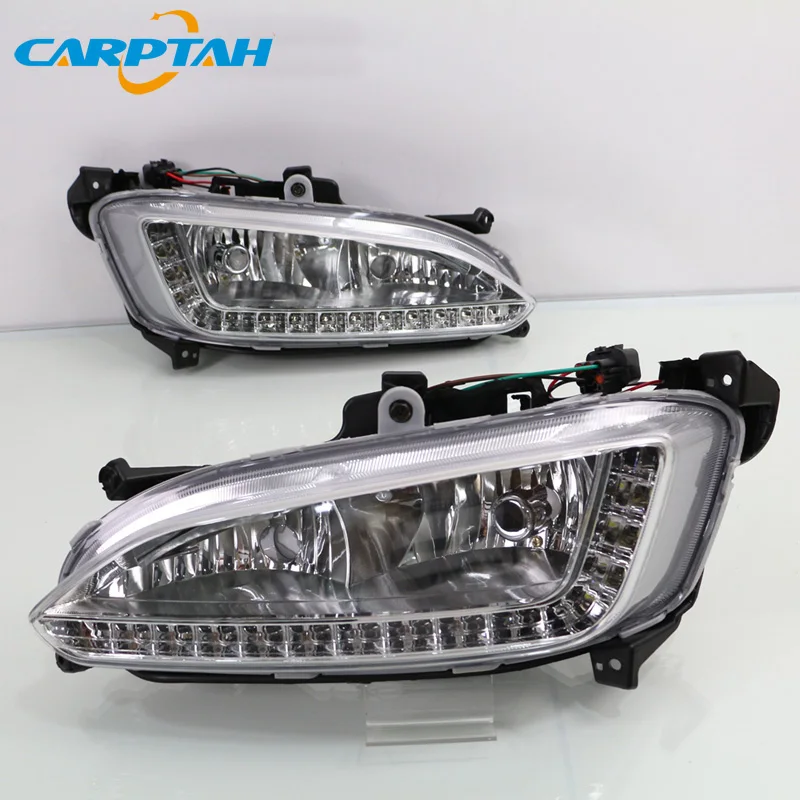  LED Daytime Running Light For Hyundai Santa Fe IX45 2013-2015 Plug&Play Waterproof 12V Fog Lamp Dec - 33010476210
