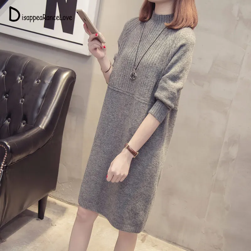 DRL Autumn Winter Women Long Sweater 2019 New Loose Half Turtleneck Long Sleeve Knit Pullover Sweater Female Casual Large Size DRL Autumn Winter Women Long Sweater 2019 New Loose Half Turtleneck Long Sleeve Knit Pullover Sweater Female Casual Large Size