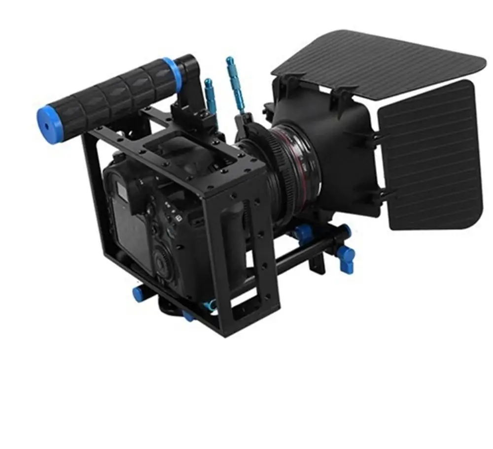 2 In 1 DSLR Rig Kit Matte Box DSLR Cage with Top Handle&15mm Aluminum