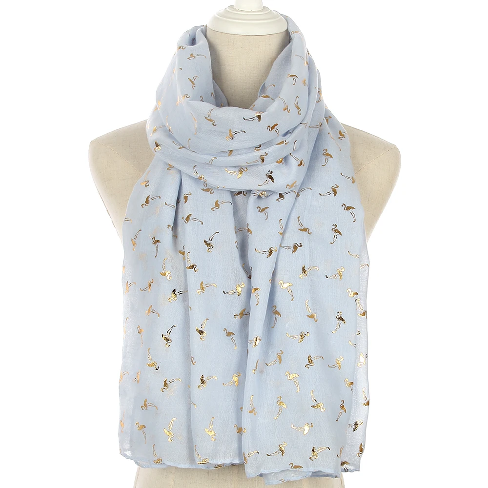 FOXMOTHER модный Небесно-Голубой мятно-желтый фольгированный золотой шарф с изображением фламинго шаль для женщин