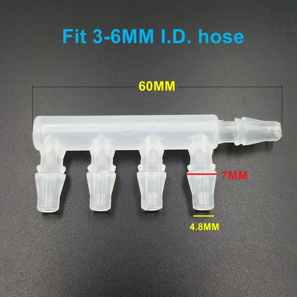 

1PC PE Food Grade Five-way Hose Connector Splitters Equal Diameter Gladhand for 3-6MM Hose Silicone Tube