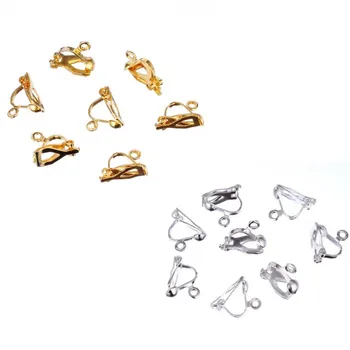 

Sale 20Pcs/bag DIY Golden Silvery Earrings Clips New No Piercing Jewelry Accessories 10*13mm Ear Clips Wholesale