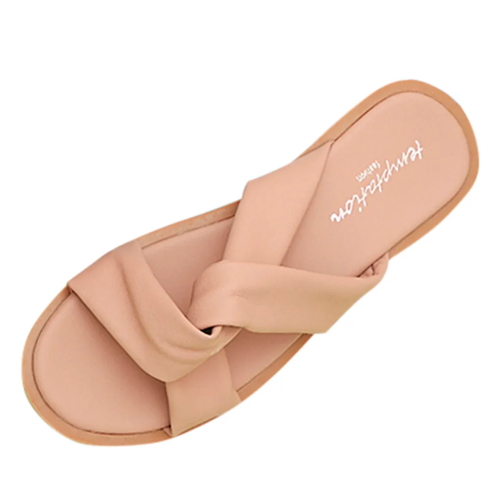 

Jaycosin shoes Women Fashion Slippers Casual Summer Solid Color Beach Shoes Flat With Outdoor PU Slides