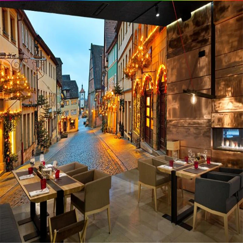 beibehang Custom European retro French romantic town Street professional high-end design 3D wallpaper mural background painting