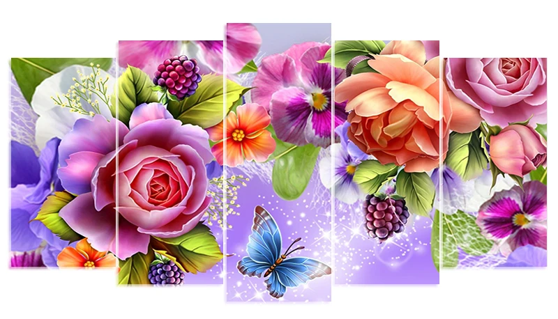

5ps DIY 5D Diy Diamond Painting butterfly flowers rhinestones Mosaic round Full Diamond Embroidery Cross Stitch arts Needlework