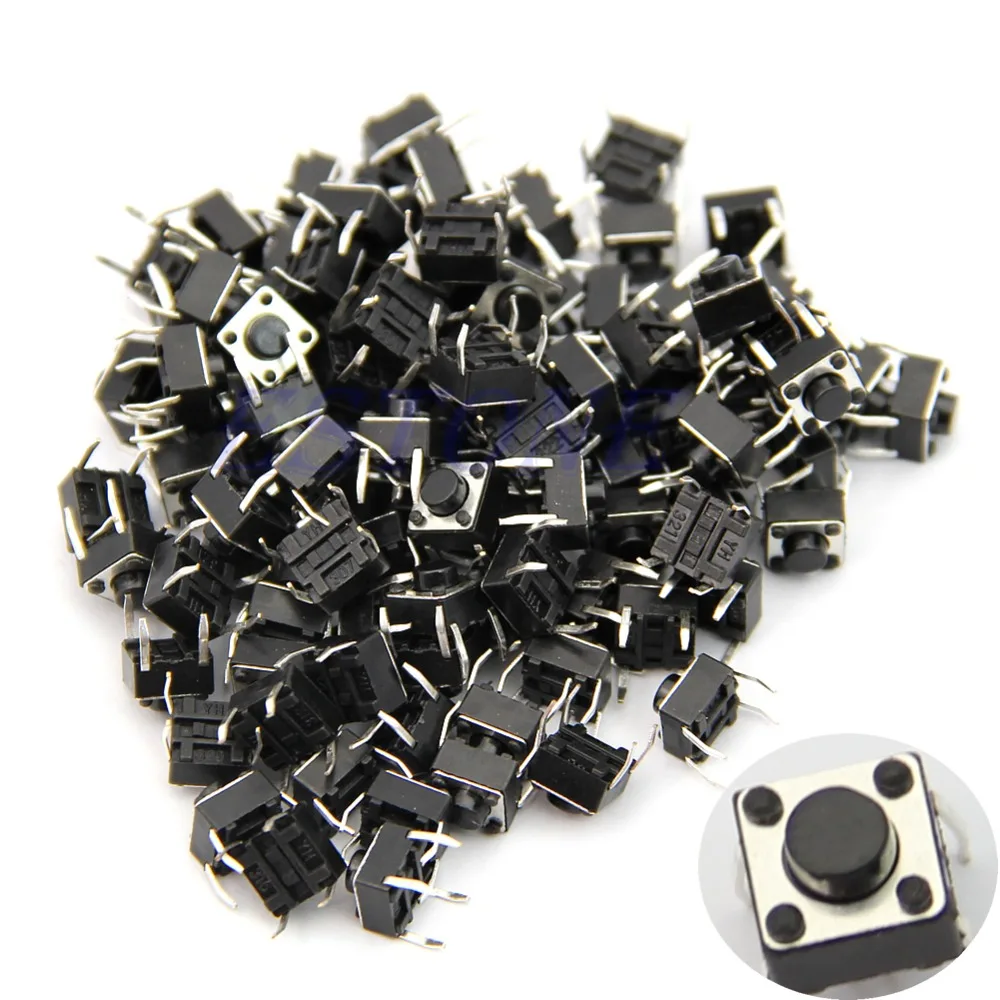 

100pcs 6*6*5mm 4pin Quality Mini Micro Momentary Tactile Push Button Switch H02