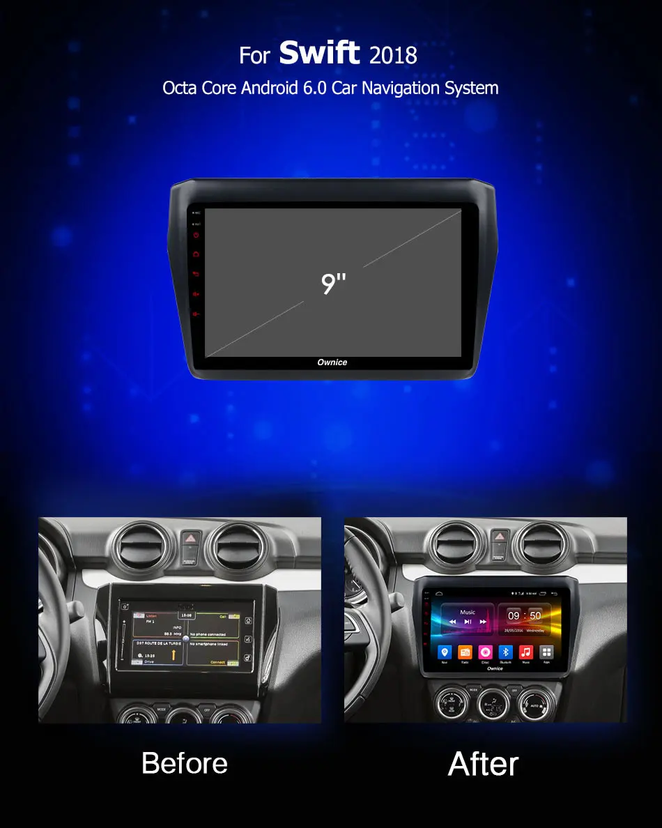 Cheap Ownice Android 9.0 Car dvd For Suzuki Swift 2018 Stereo GPS Navi Car Radio 2 Din k3 k5 k6 Audio video player 4G LTE DSP SPDIF 1
