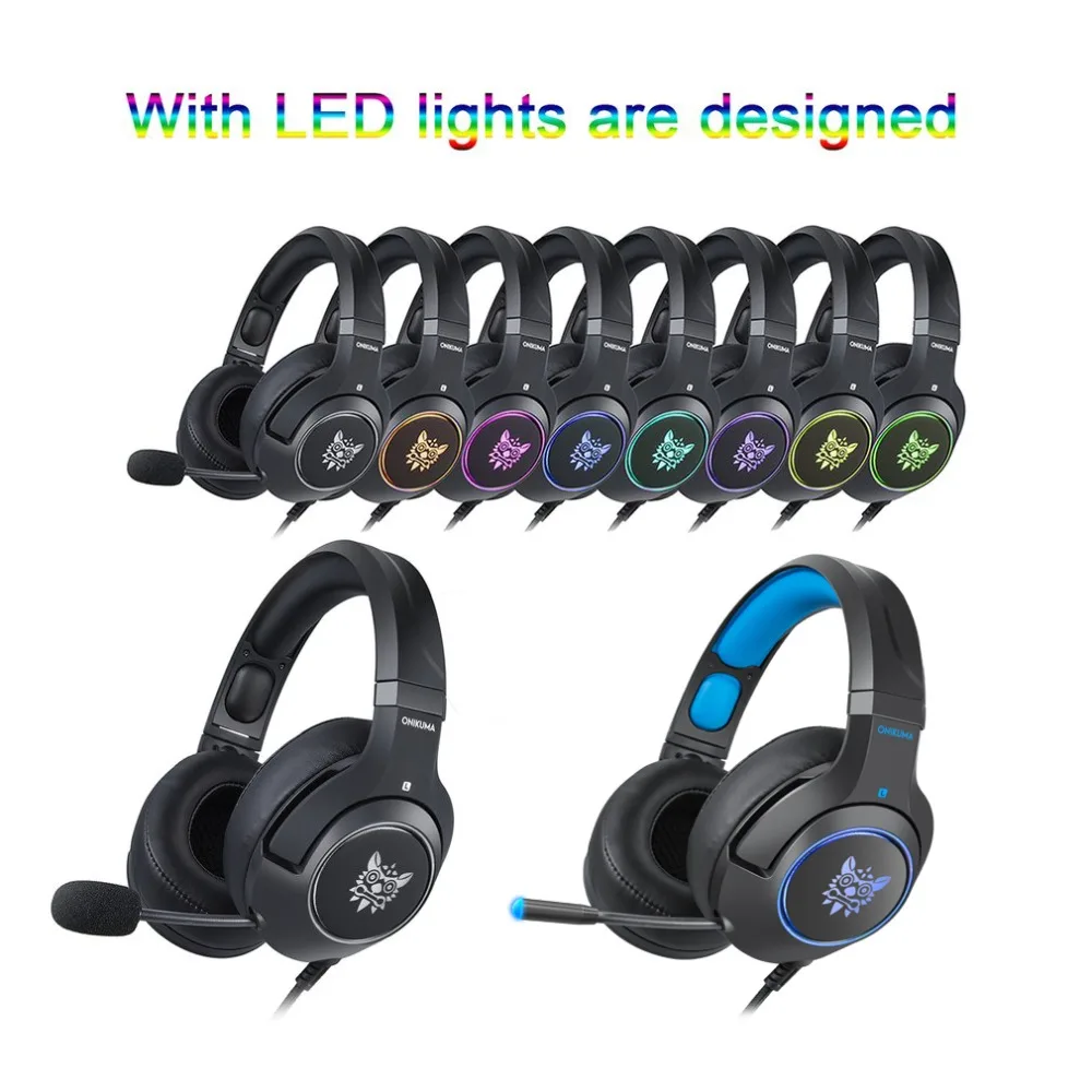 Auriculares con micrófono para juegos de dispositivos modelo ONIKUMA K9,  casco estéreo con luces led con cable USB, con graves HD para controlador  de jugadores de ordenador portátil, Xbox One/PS4 - AliExpress