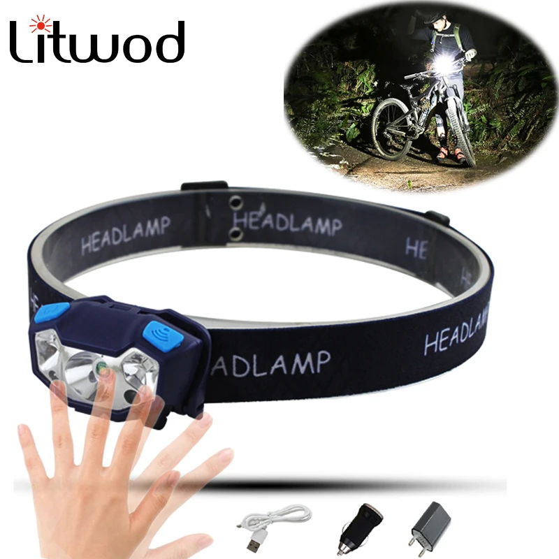 

Z90- 5000LM Mini Rechargeable Body Motion Sensor LED Bicycle Headlight portable head light USB Flash light LED HeadLamp