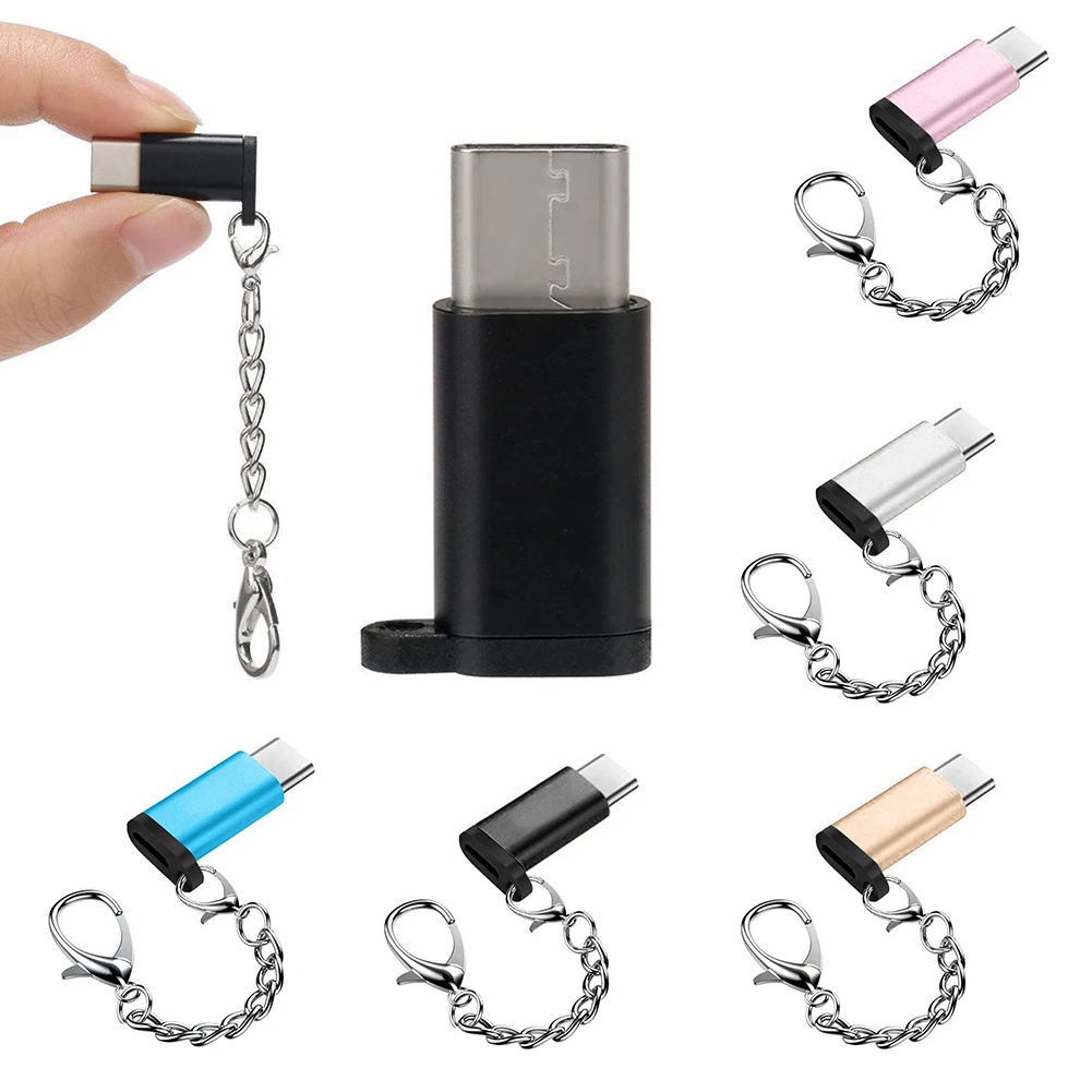 Портативный Micro USB к тип-c анти-потеря Быстрая зарядка с брелок алюминиевый сплав синхронизации данных адаптер для samsung S8