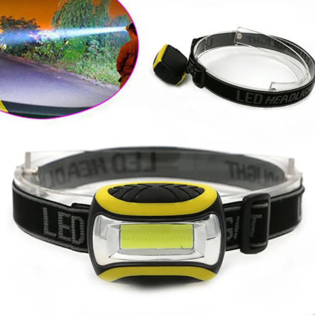 

Top 3 Modes Waterproof COB LED Flashlight outdoors Headlight Headlamp head light lamp Torch Lanterna with Headband,Use AAA
