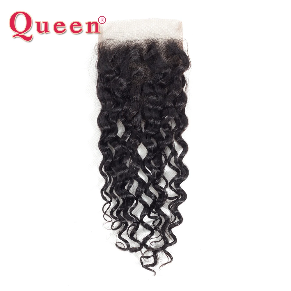 

Queen Products Water Wave Closure With Baby Hair Brazilian 100% Remy Human Hair 4X4 Lace Closure Free/Middle Part Closure Hair