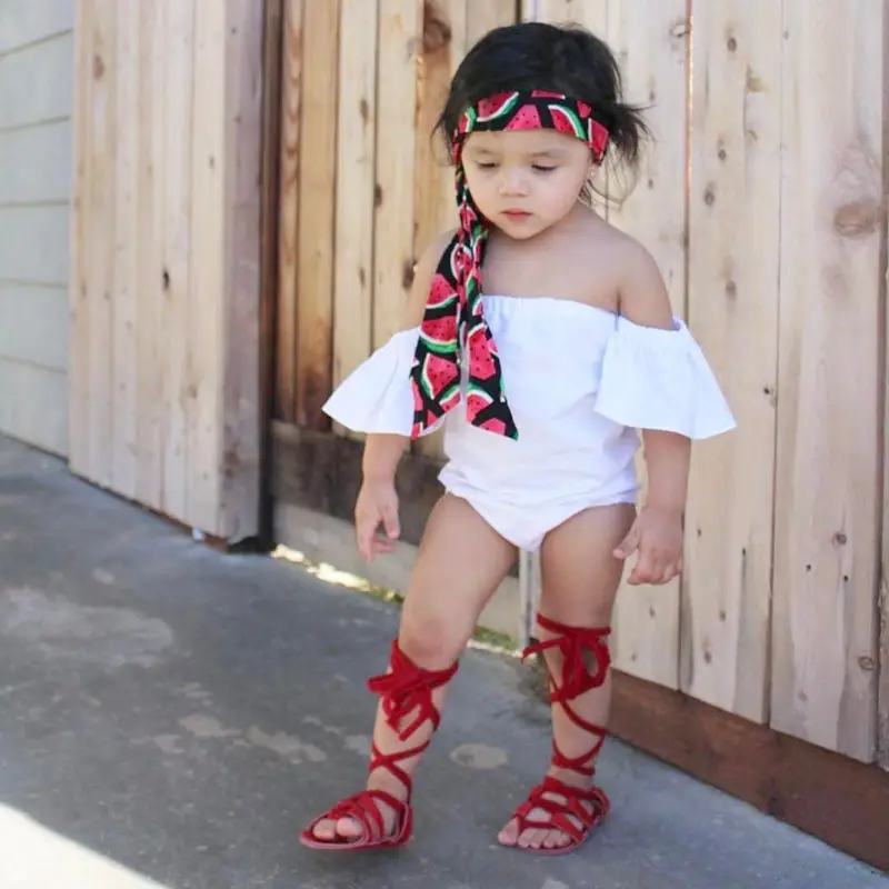Kids Shoes Kids Sandals Baby Sandals Sandals and Clogs Newborn Infant Baby Girl Casual PU Leather High Bandage Sandals Summer Pram Shoes With 8 Style Outfit 0-18Months