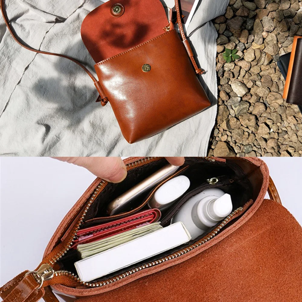 Zency 100% Genuine Leather Women Messenger Purse Casual Flap Classic Brown Lady Shoulder Crossbody Bag Black Super Quality Black 6
