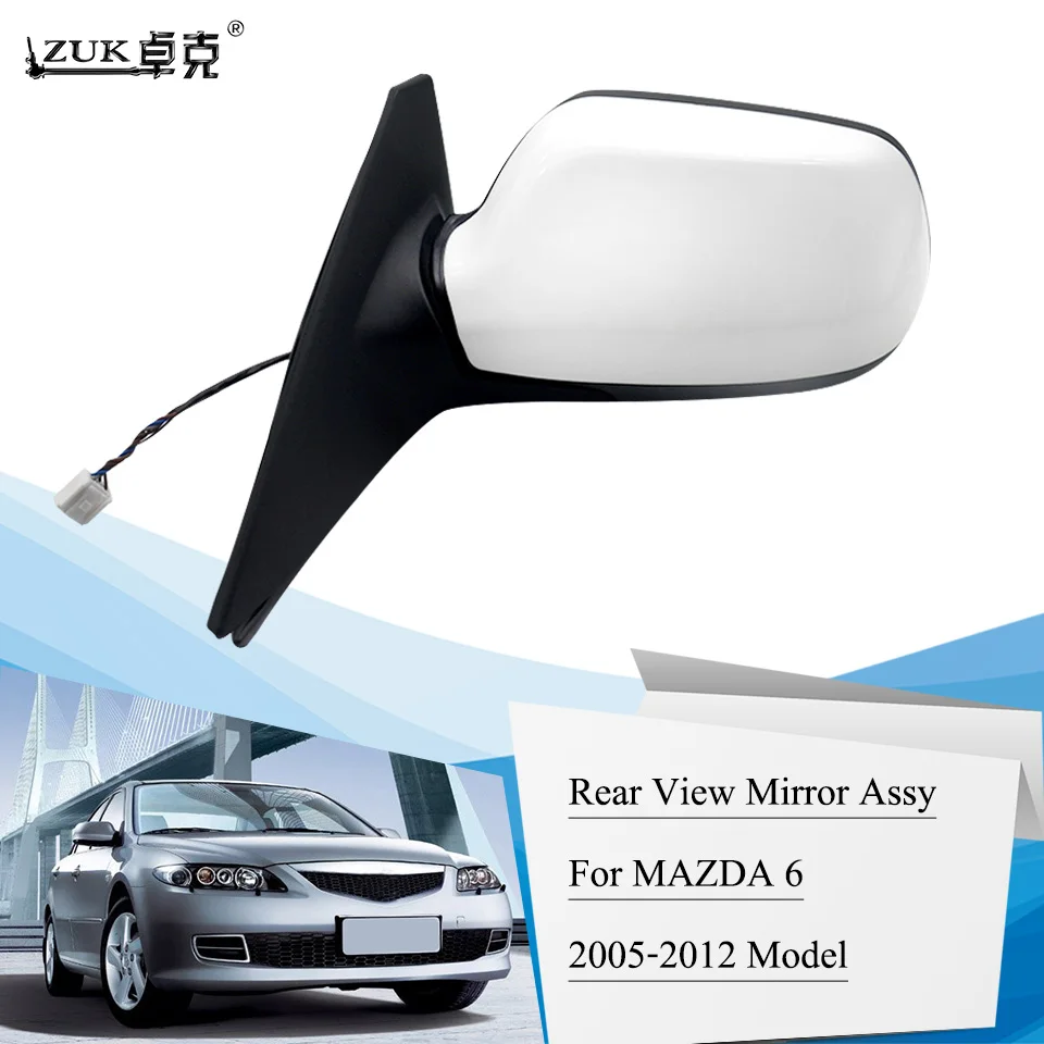 

ZUK Outer Rearview Side Mirror Assy For MAZDA 6 GG1 2005 2006 2007 2008 2009 2010 2011 2012 3-PINS 5-PINS Electric Folding