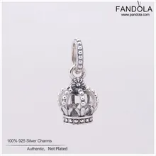 Стерлингового серебра 925 благородный блеск Корона Подвески бусины для Для женщин подходит Pandora Браслеты Цепочки и ожерелья Серебряный Шарм ювелирных изделий
