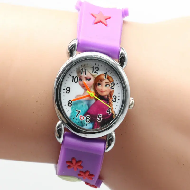 Infantil Reloj Принцесса Эльза Анна мультфильм часы 3D Для детей Кварцевые наручные часы