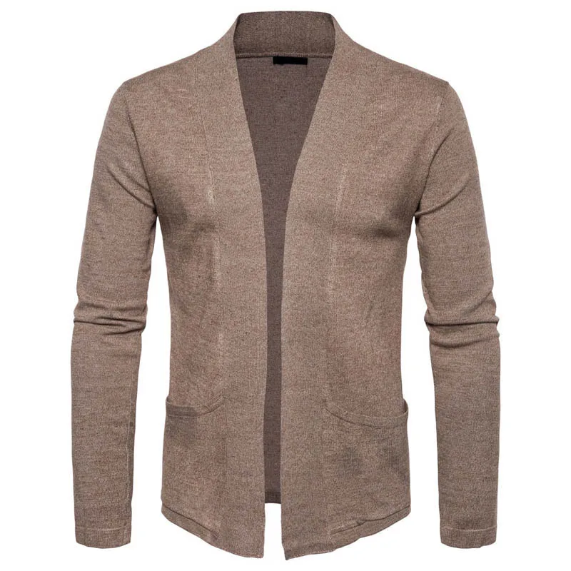 

Spring Autumn New Men Sweater Long Sleeve No Button Casual Knitted Cardigan Mens Fashion Slim Fit Sweaters