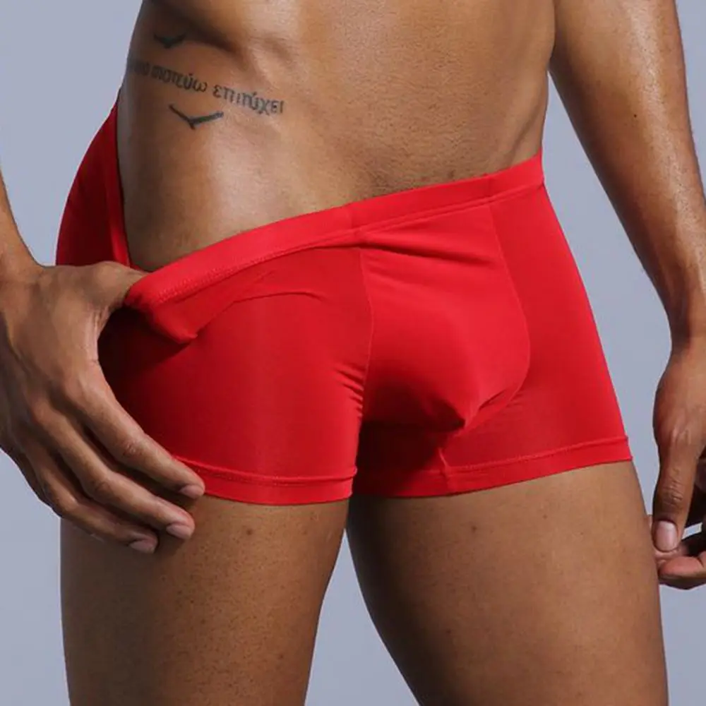  Very thin men's underwear nylon ice silk boxers double bagged high-interest high-stretch boxers - 33007455018