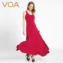 VOAIn the spring of 2017 new heavy silk dress female sleeveless silk dress red asymmetric simple slim A6289