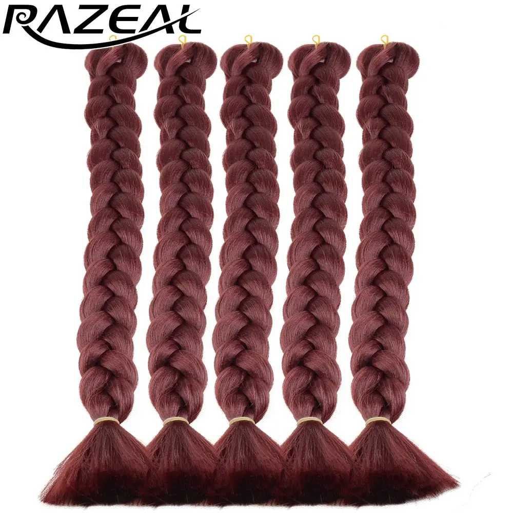 Razeal Heat Resistant Synthetic Hair Weave Xpression Crochet Braids Red