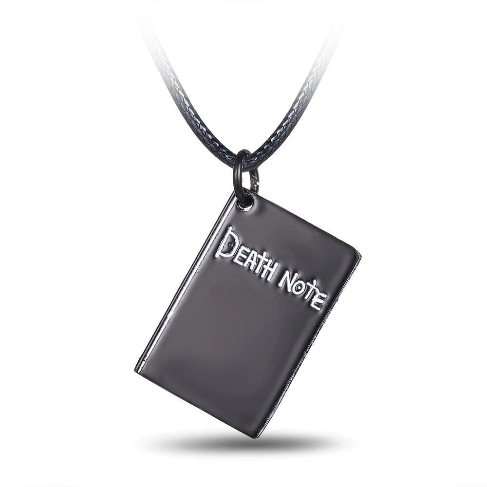 J J Hot Anime Death Note Necklaces Black Book Logo Pendants Necklace