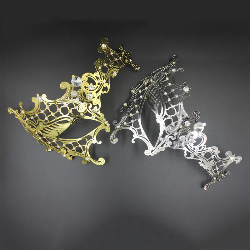 

Phantom Luxury Gold Silver Elegant Metal Laser Cut Masks Venetian Halloween Ball Masquerade Black Diamond Party Mask Costumes