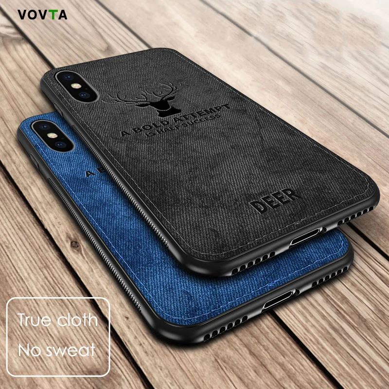 

Soft TPU edge Canvas Embossed Deer Phone Case For iphone 7 8 6 6s Plus Ultra Thin Soft Silicone Cover For iphone X 10 Xs Max Xr