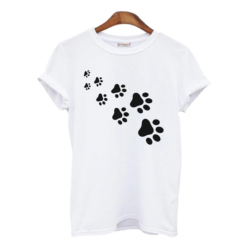 Cat Paws Printing Women T Shirt Cotton Casual Funny T Shirts for Lady Top Tee Hipster Gray Black