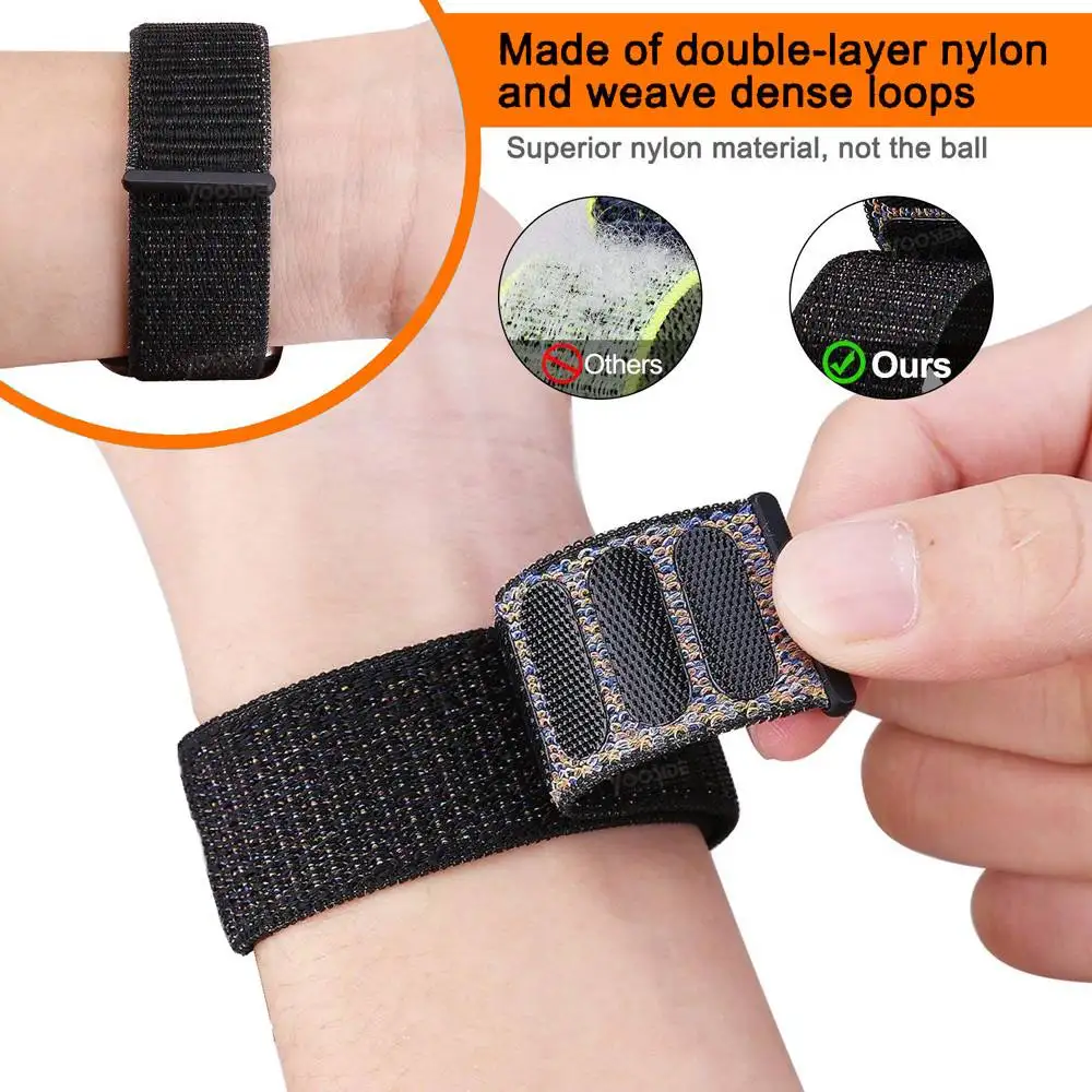 Fenix 6 Soft Nylon Loop Fastener Wristband 22mm Quick Fit Watch Band Strap for Garmin Fenix 5/ 5 Plus/Forerunner935/Instinct