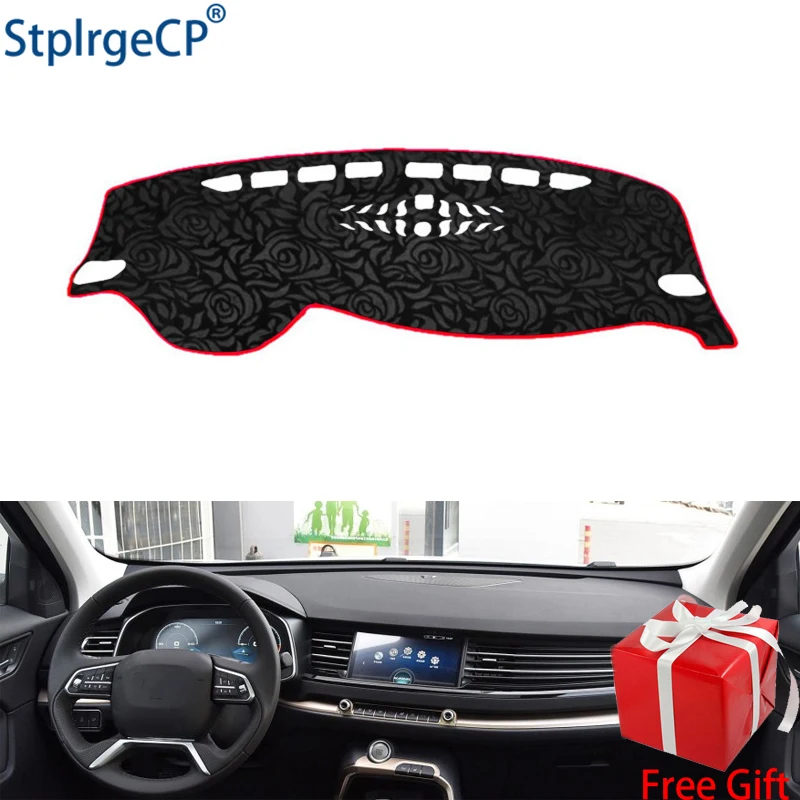 

Latest Rose Pattern Non-slip Car Dashboard Cover Dash Mat Pad DashMat ANti-UV Car Sticker for HAVAL H6 2018-2019 Car Styling