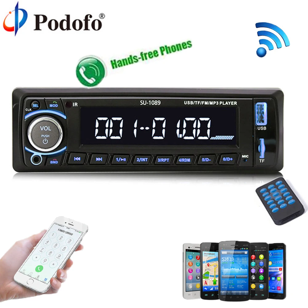 

Podofo Autoradio Car Radio Stereo Player Bluetooth 4" 12V car stereo Player In-dash 1Din Phone AUX-IN MP3 FM/USB/remote control