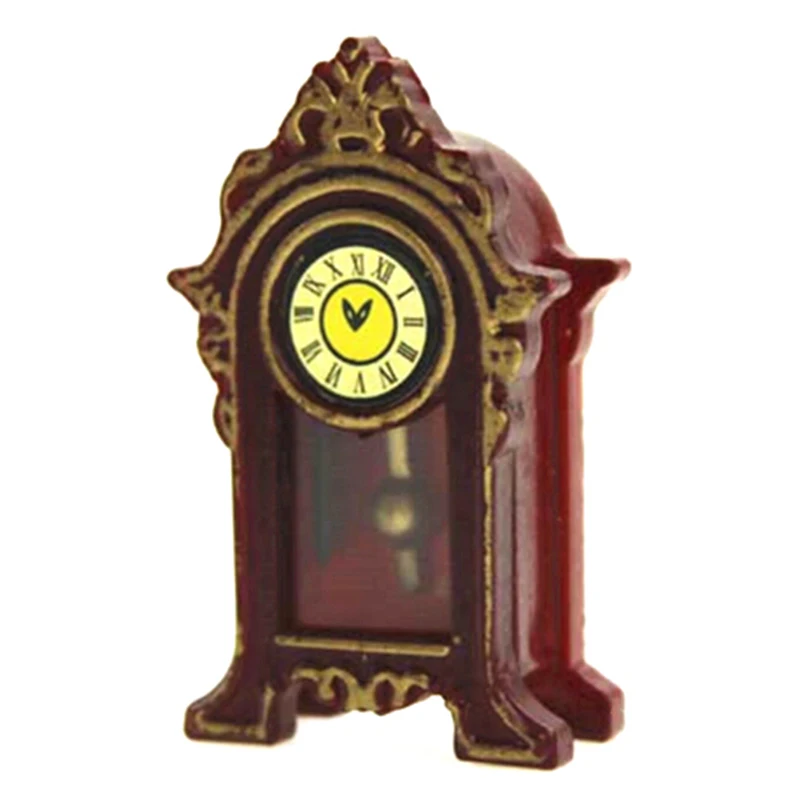 

1/12 Mini Wooden Dollhouse Miniature Accessories Pendulum Clock Simulation Furniture Model Toys for Doll House Decoration