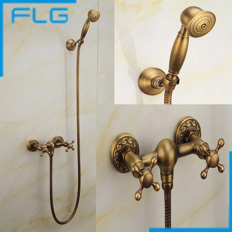 Simple set Bathroom Antique Shower Faucets Bathtub Faucet Mixer Tap With Hand Shower Head Antique Shower Faucet Sets