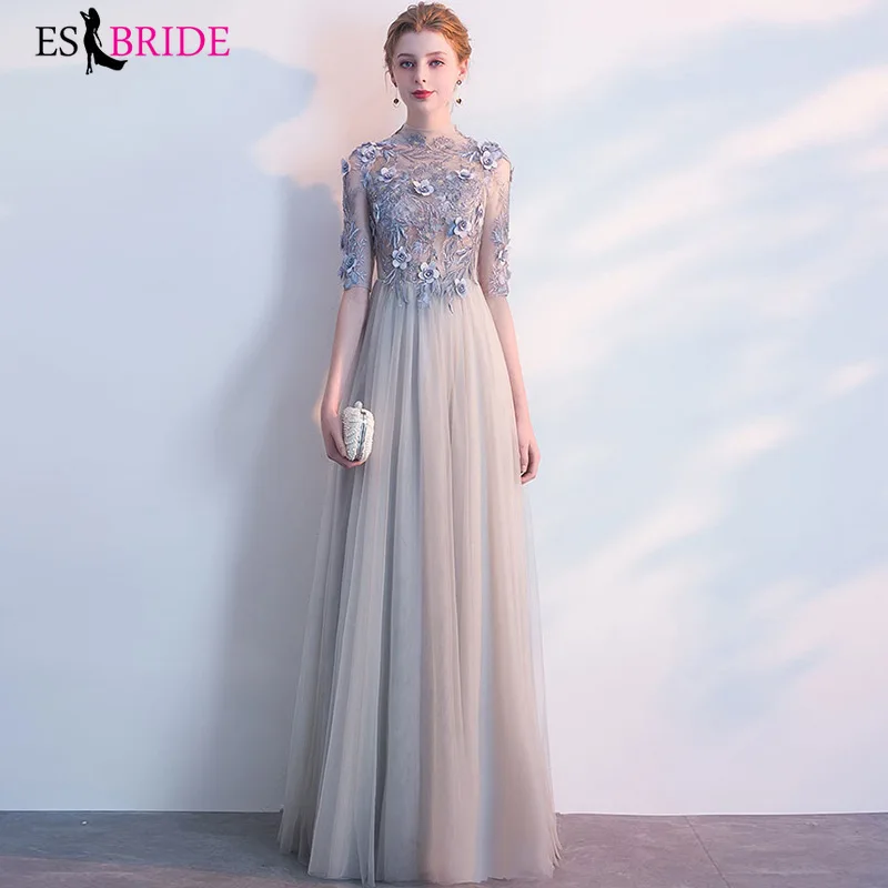 

Elegant Evening Dresses Formal Backless Women Evening Dress 2019 New Lace Fashion V-neck Half Sleeve Autumn Party Dress ES1174