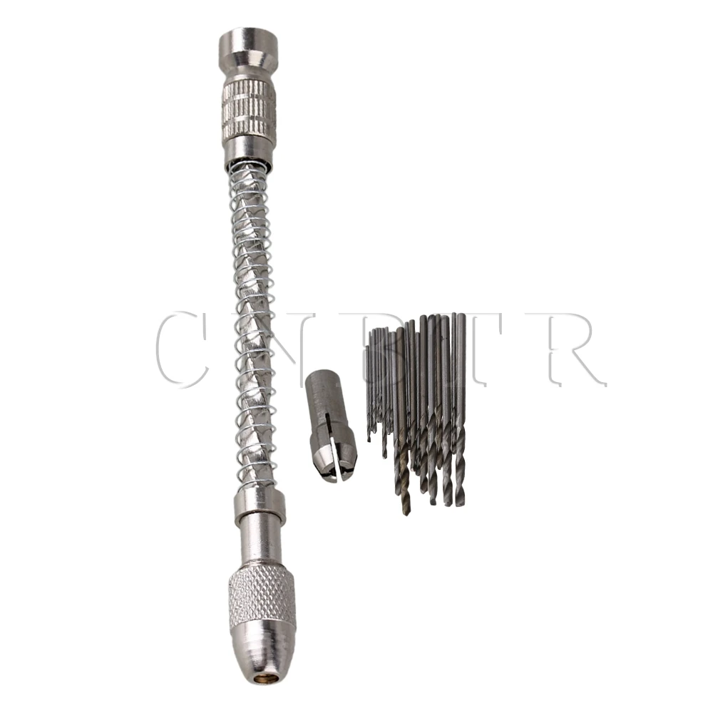 CNBTR Silver Adjustable Precision Mini Manual Twist Drill with 20 Drill