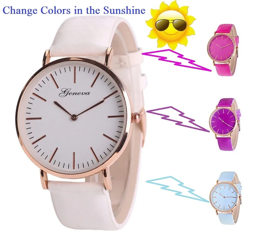 

Relogio Feminino Women Watches Change Color In The Sun Simple Ladies Watch Fashion Design Quartz Wristwatches Clock