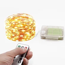 Водонепроницаемый IP65 10 м AA светодиодная гирлянда на батарейке огни с пультом дистанционного управления Управление затемнения гибкий серебряной проволоки рождественского праздника Вечерние
