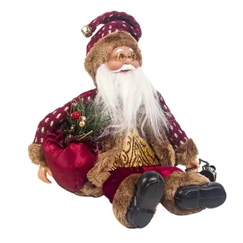 

Cute Xmas New Year 34cm High Santa Claus Sitting Doll Fabric Christmas Doll Christmas Decoration Children Toy for home kids gift