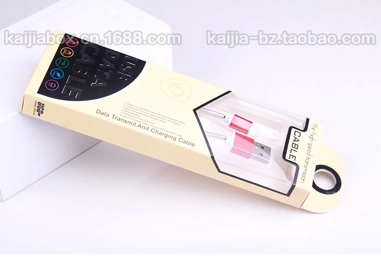 1 1.2m USB Charging Cables Paper Package Box for iphone 5s/6sPlus SamsungS5/S6 Cables Plastic