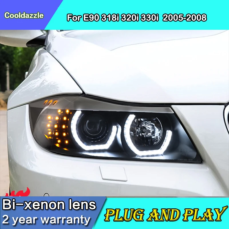 

Car Styling Case For BMW E90 318i 320i 330i LED Headlights LED 2005 2006 2007 2008 Year Head Lamp Bi-Xenon Projector Lens