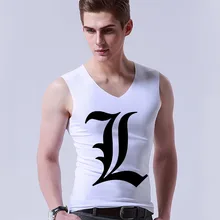 Для Death Note L письмо Мужские майки v-образный вырез Спорт без рукавов лед шелк тонкий бесшовный жилет жаркое лето GA608 GA1167
