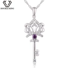 DOUBLE-R 0.1ct Натуральный камень Подвески Аметист женский ключ фиолетовый 925 Серебряный кулон подарок на год любитель ювелирных изделий CAP03353SB-1