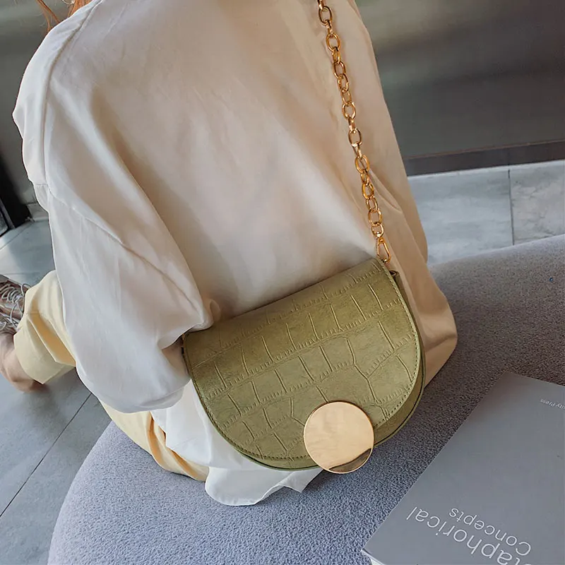 

2019 New Single Shoulder Bags Chain Saddle Crossbody Bag Pu Leather Small Clutch Bags for Lady Women Messenger Bags